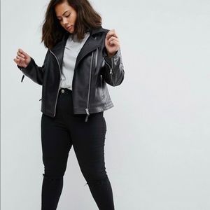 ASOS CURVE Leather Biker Jacket w/ Quilting